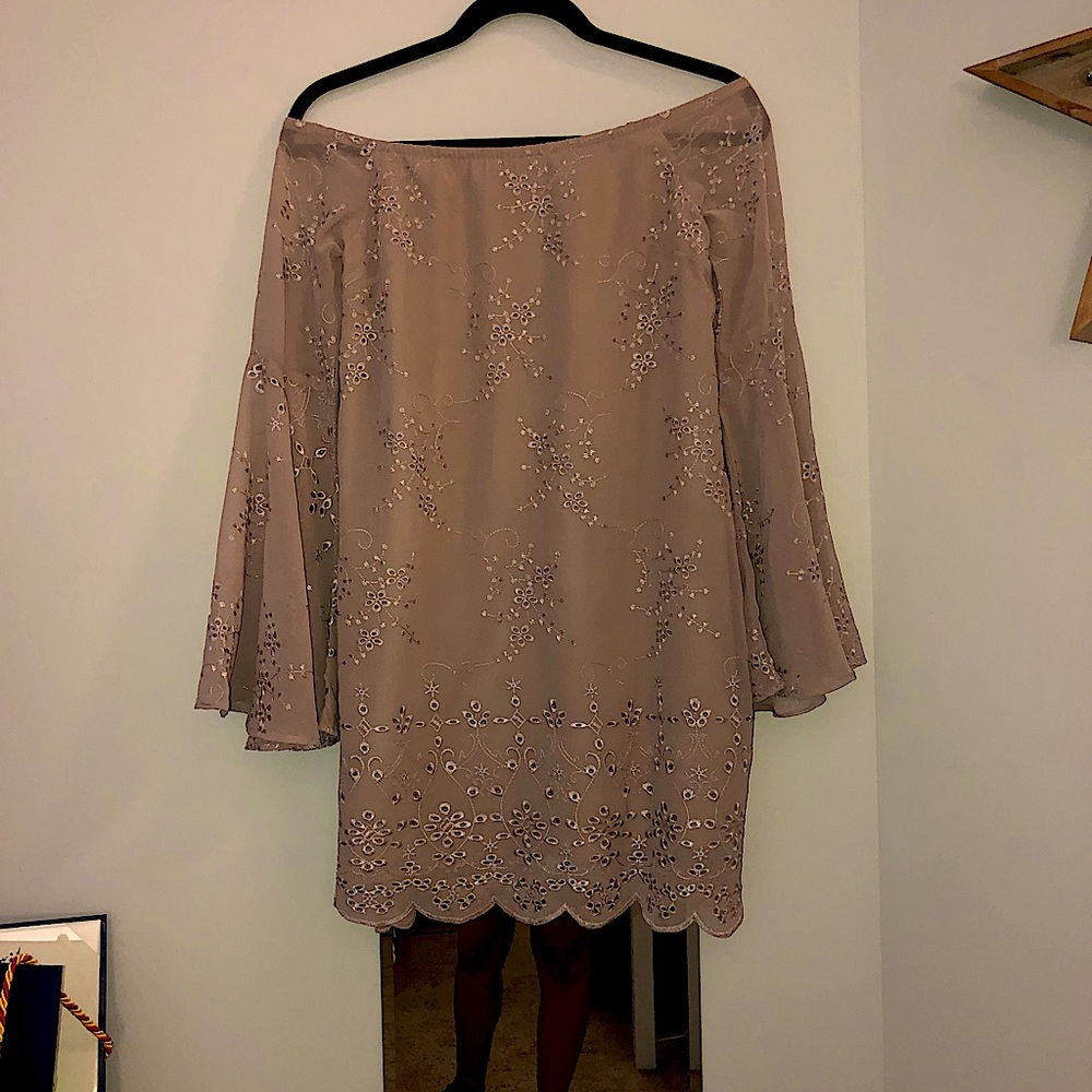 Lulu’s Off the Shoulder Flare Foral Sleeve Dress